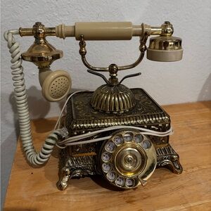 Vintage Gold and Cream Rotary Telephone